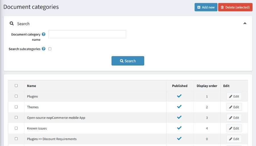 documentation plugin category page